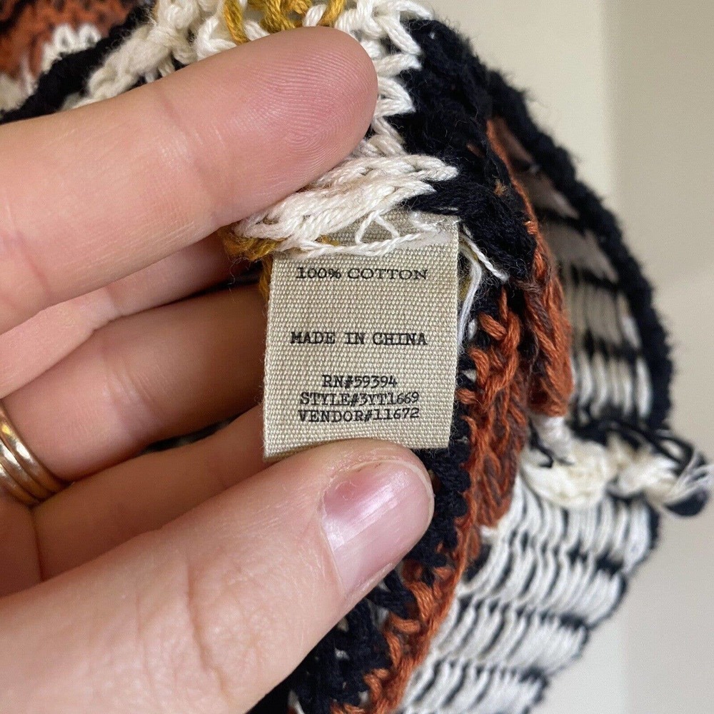 Gimmicks by BKE Women's Sweater Med Crop Striped Boho Loose Knit 3/4 Sleeve - Picture 5 of 10